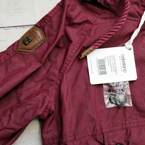 NWT NAKETANO Half Zip Hooded Jacket Bordo S L - Picture 3 of 8